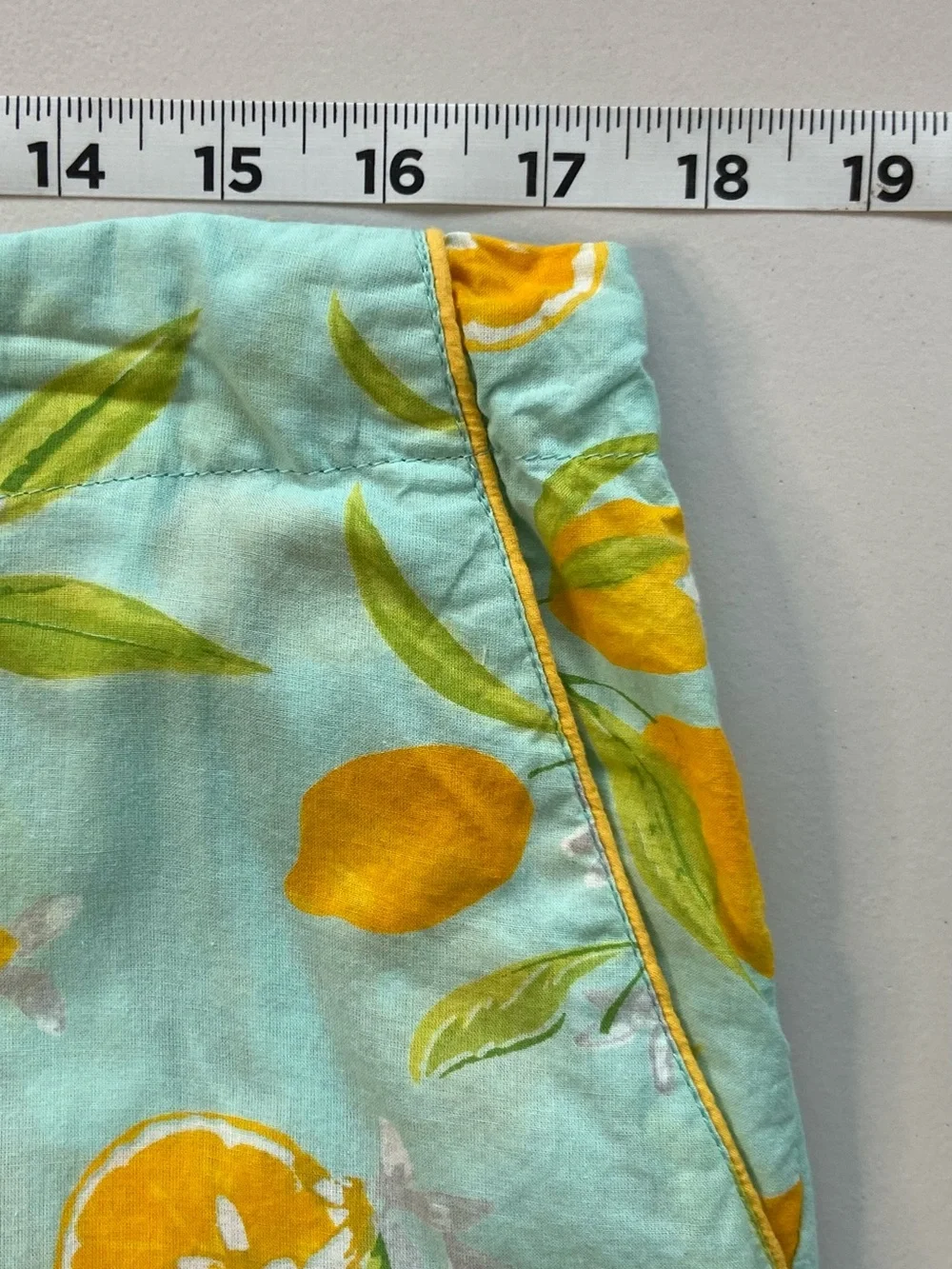 Mahogany Pajama Set Lemon Print Blue Yellow Cotton Top Pants Large Colorful